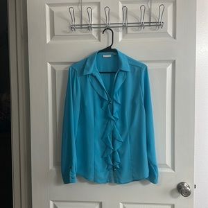 New York and Co medium, blue button up blouse
